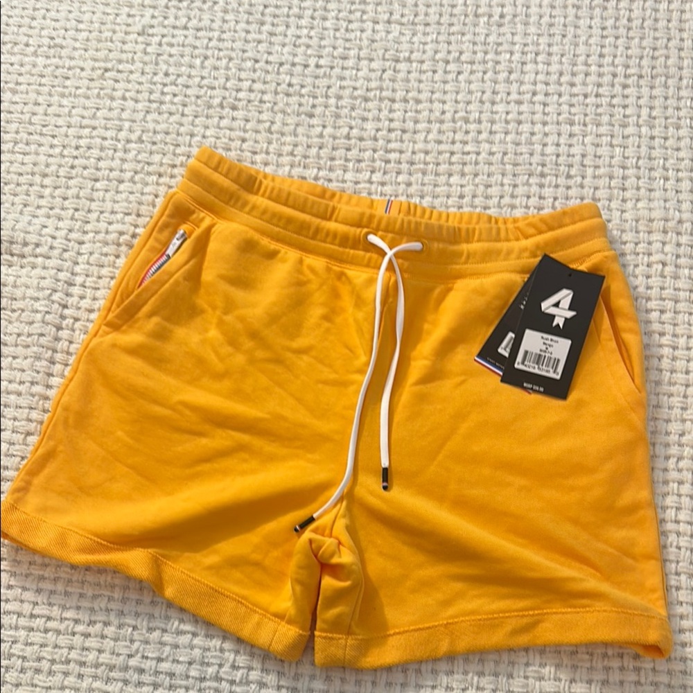 Vibrant Yellow Athletic Shorts with Elastic Waistband - Picture 1 of 6